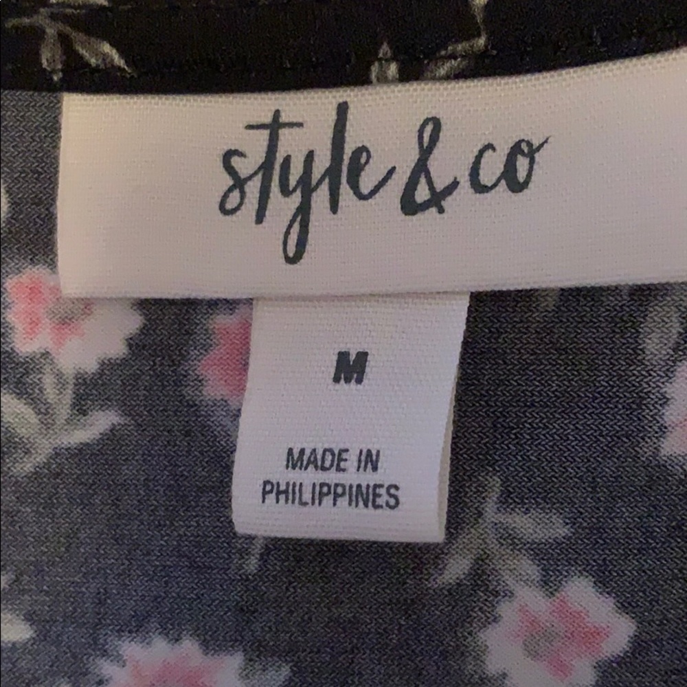 Style & Co. Black Tunic with Pink Floral Design - Picture 3 of 6